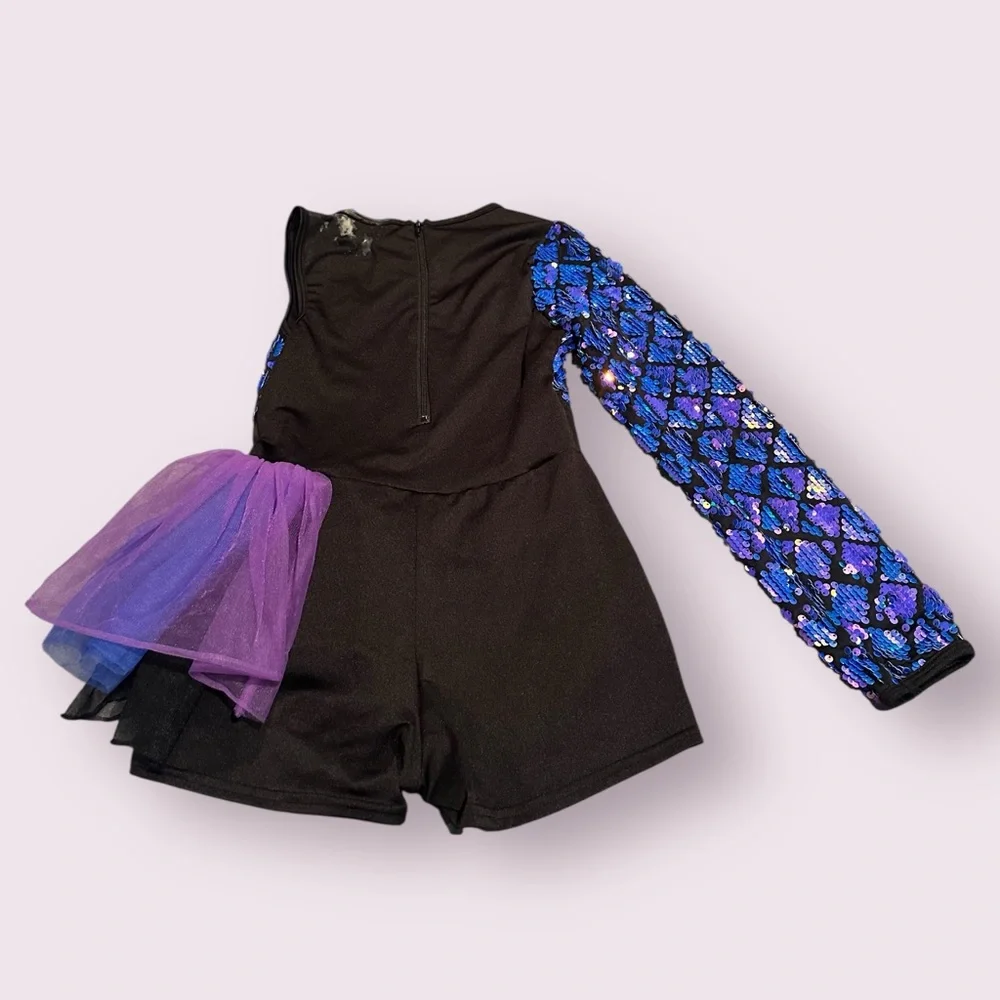 Sparkling Sequin Blue and Purple Kids Dance Costume Alexandra Size 12
